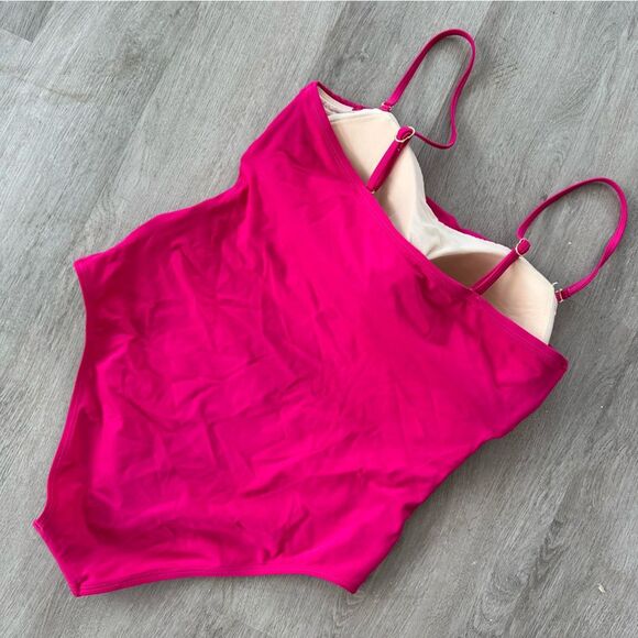 Swimsuits For All Hot Pink Magenta One Piece Bathing Suit Women’s 16 - Picture 4 of 8
